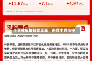 半导体板块持续走高，东微半导涨停