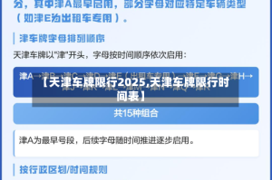 【天津车牌限行2025,天津车牌限行时间表】