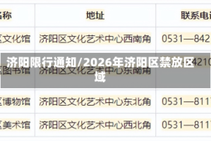 济阳限行通知/2026年济阳区禁放区域