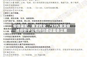 中铁装配、康芝药业、*ST九鼎及京城股份子公司同日遭证监会立案
