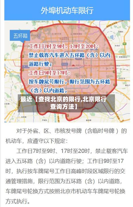 最近【查找北京的限行,北京限行查询方法】-第1张图片