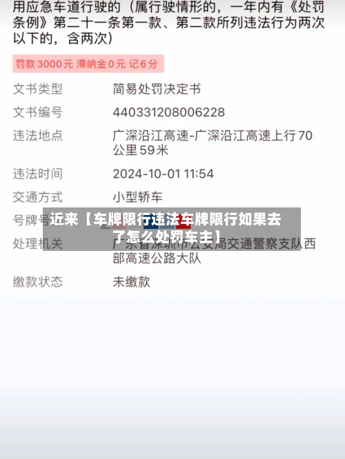 近来【车牌限行违法车牌限行如果去了怎么处罚车主】-第1张图片