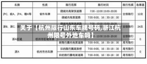 关于【杭州限行山东车牌号码,浙江杭州限号外地车吗】-第1张图片