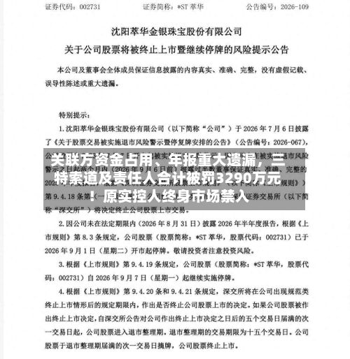 关联方资金占用、年报重大遗漏，三特索道及责任人合计被罚3290万元！原实控人终身市场禁入-第2张图片
