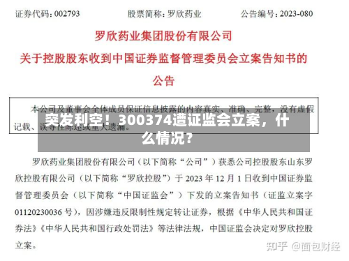 突发利空！300374遭证监会立案，什么情况？-第2张图片