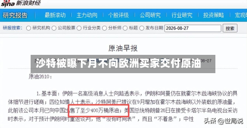 沙特被曝下月不向欧洲买家交付原油-第1张图片