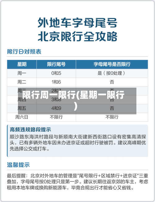 限行周一限行(星期一限行)-第1张图片