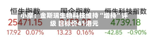 小摩：金斯瑞生物科技维持“增持”评级 目标价41港元-第1张图片